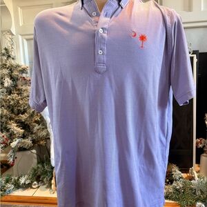 Lavender Polo Shirt with Red Embroidered Design